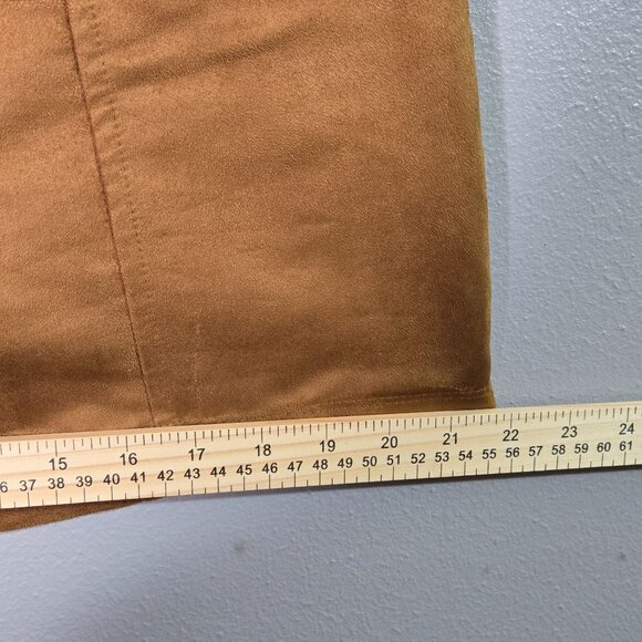 Old Navy Womens sz 4 Faux Suede A-Line Mini Skirt Front Pockets Camel Caramel Br - Picture 12 of 14